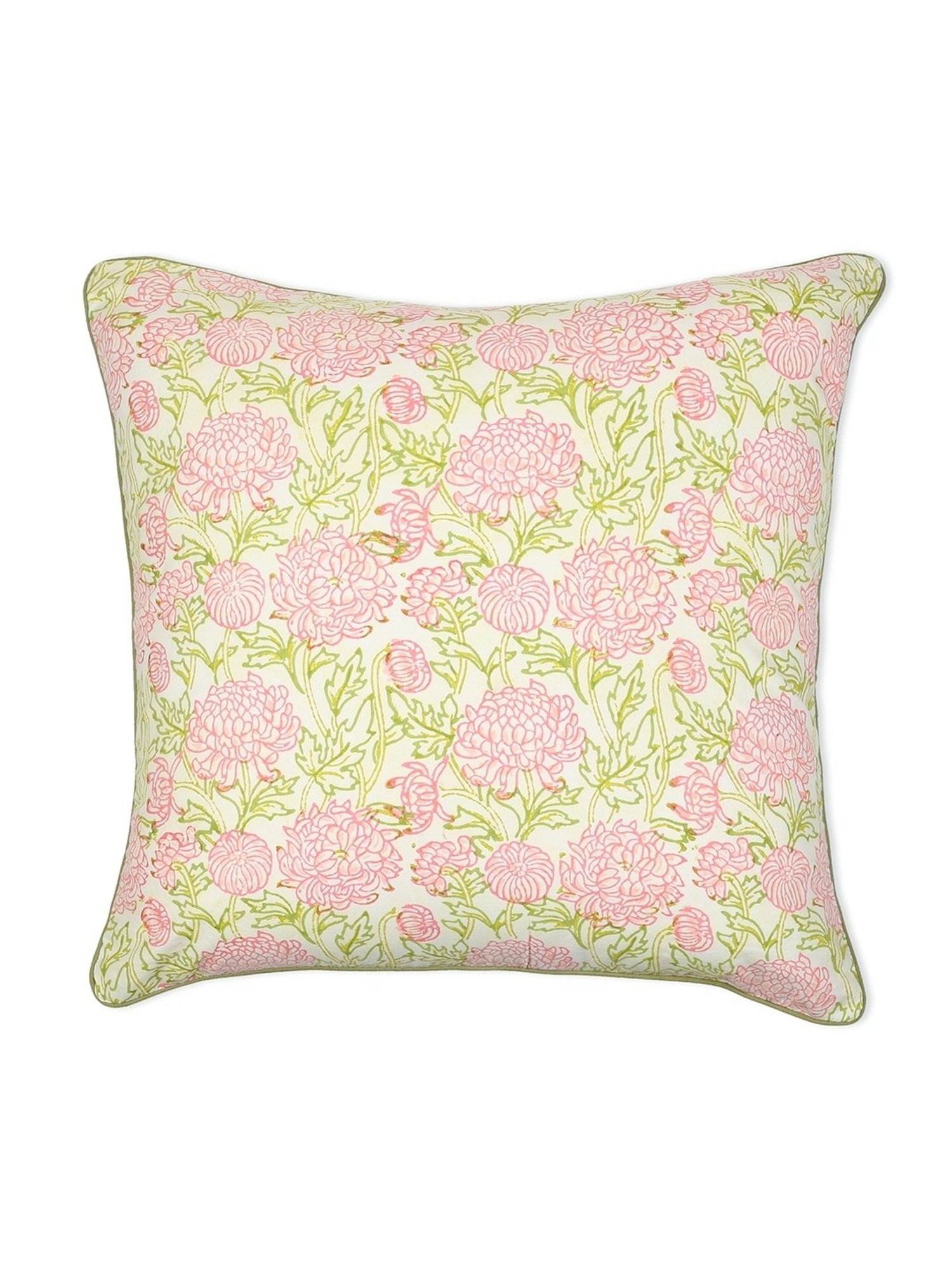 Spaces Printed Beige Cotton Cushion Cover