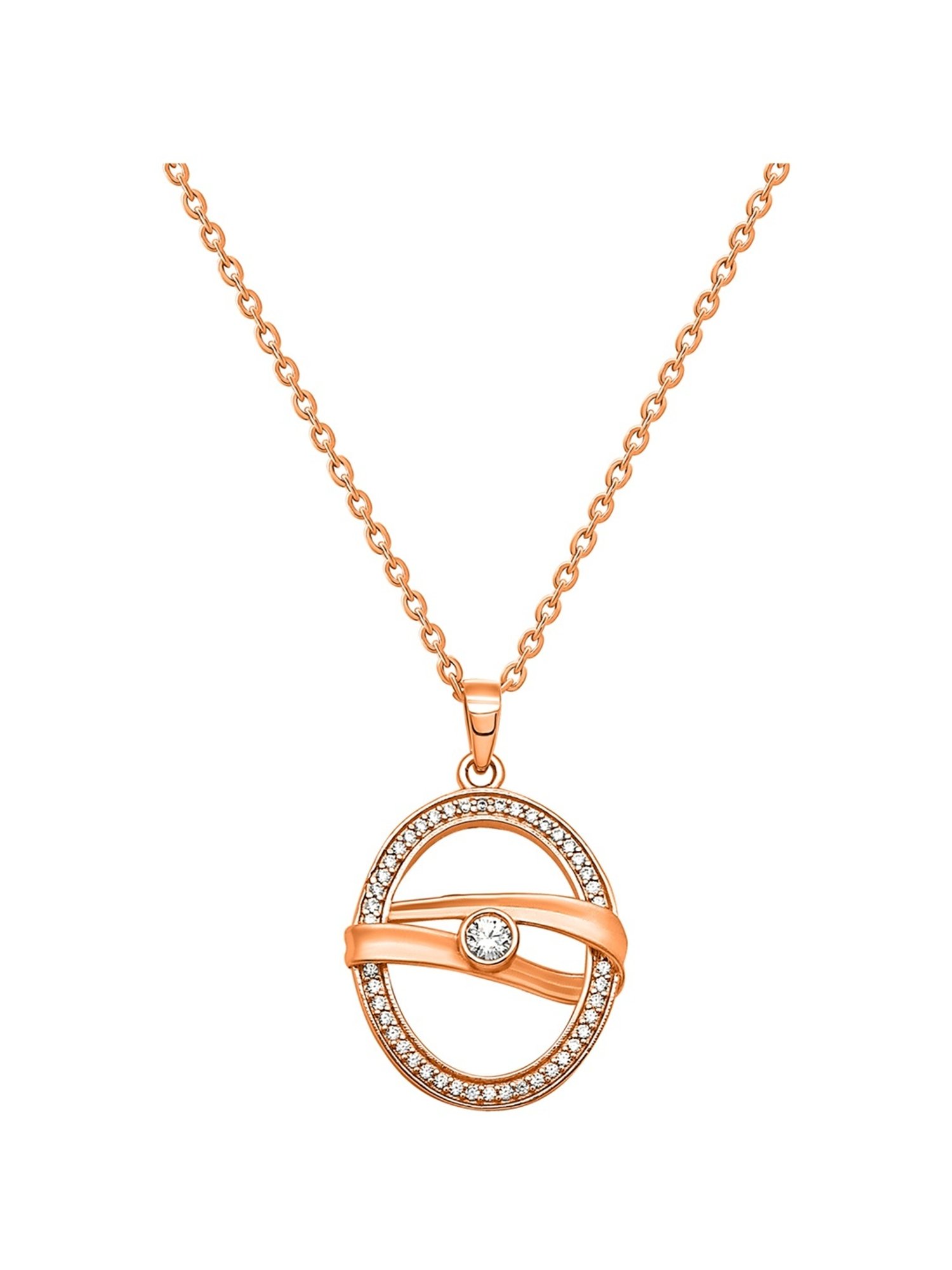 Silberry 92.5 Sterling Silver Rose Gold Boho Pendant with Chain