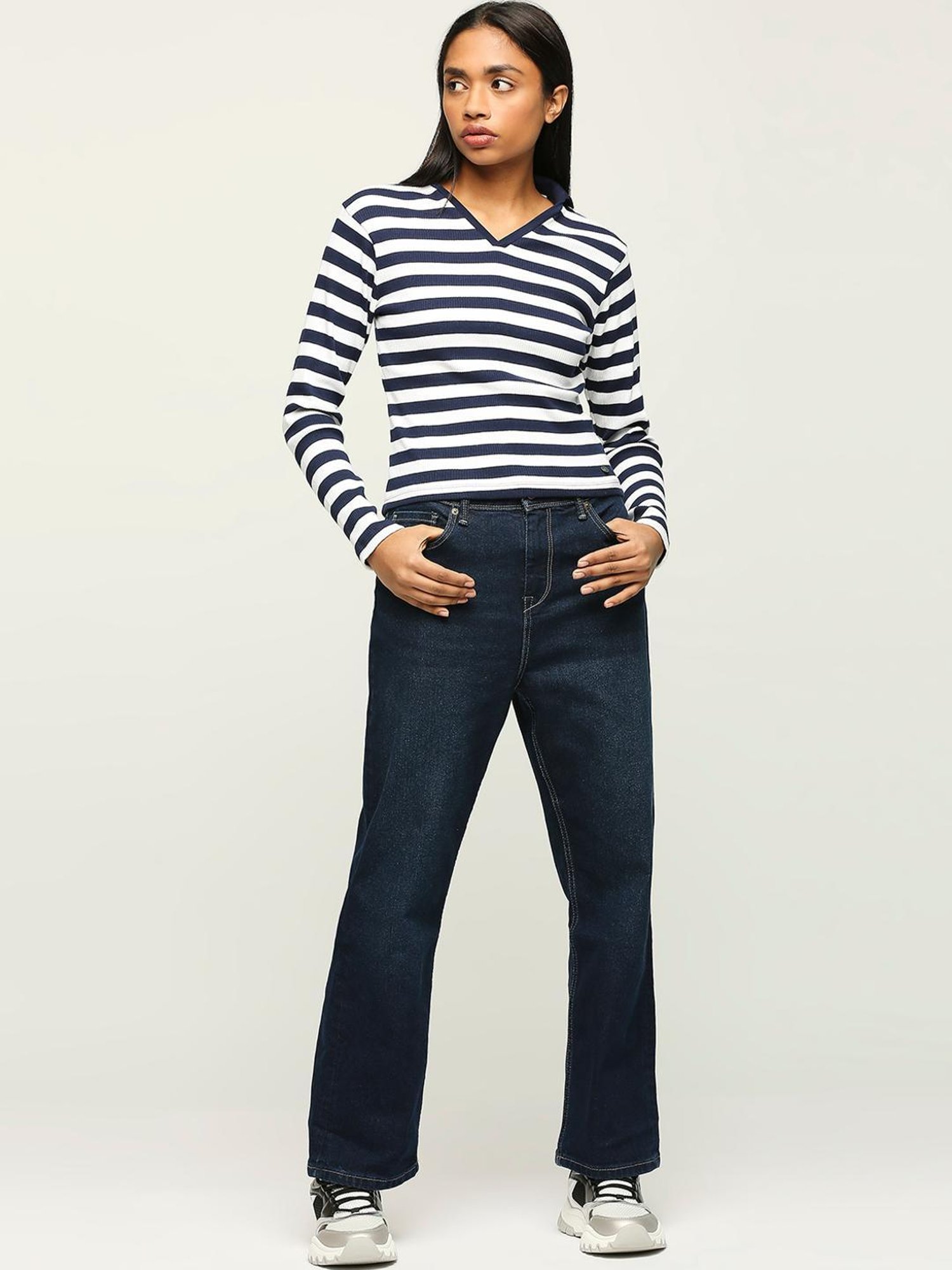 Pepe Jeans Navy & White Cotton Striped T-Shirt