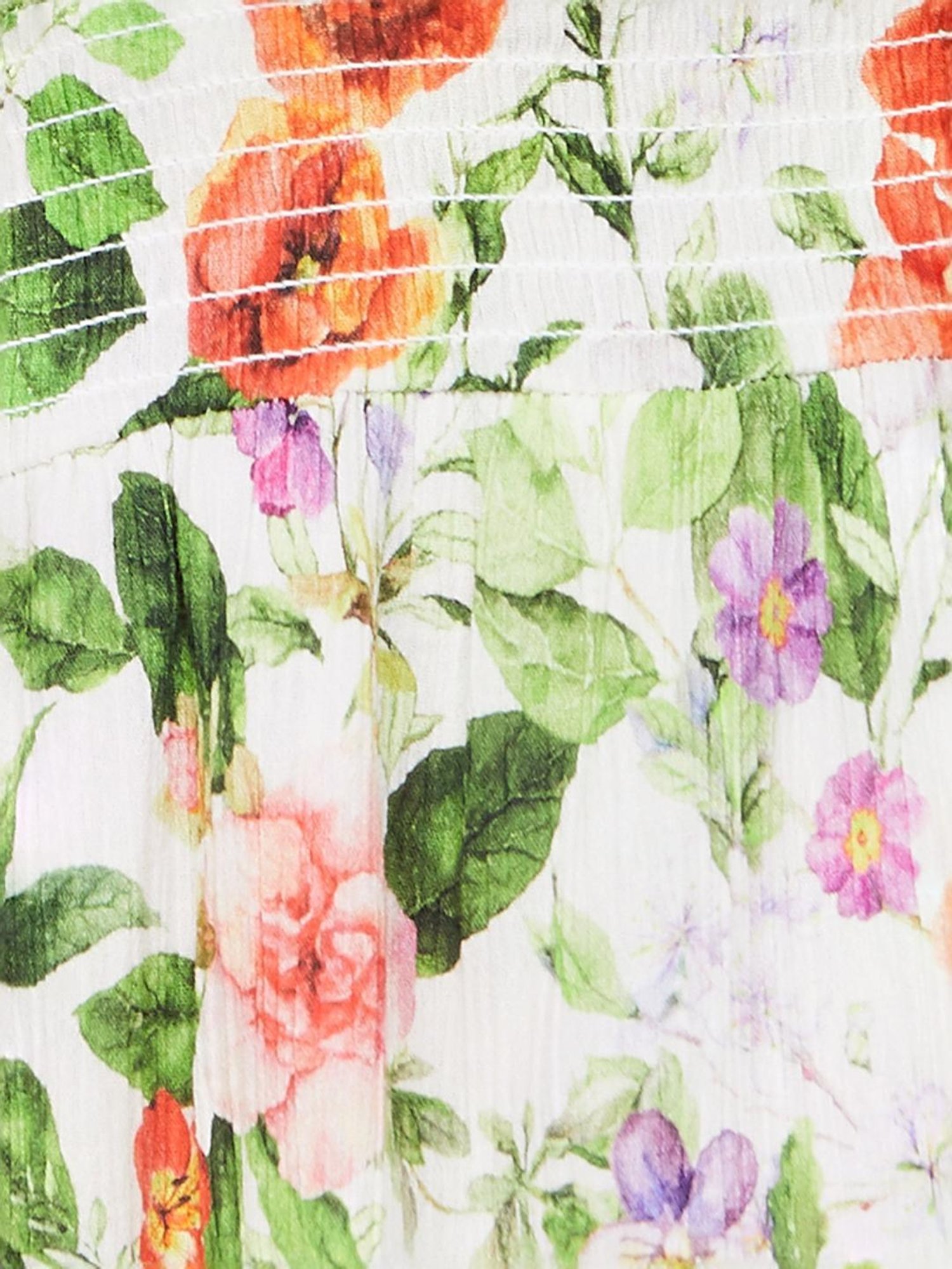 Colour Me by Melange Off-White Cotton Floral Print A-Line Dress