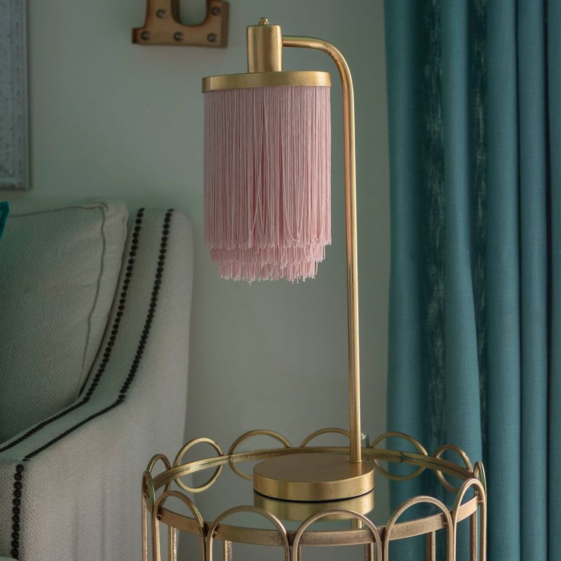 26.5" Framboise Fringe Shade Table Lamp Gold Leaf - Decor Therapy