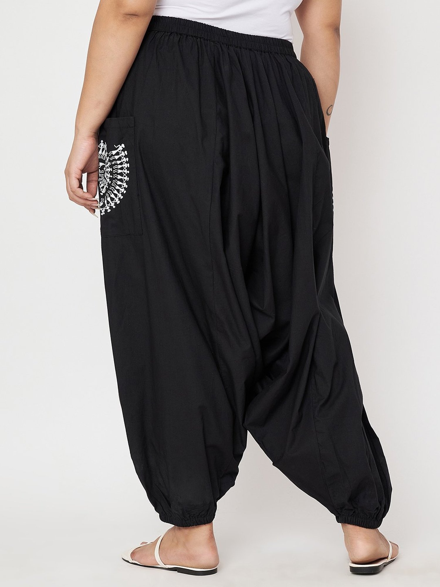 9rasa Black Printed Plus Size Pants