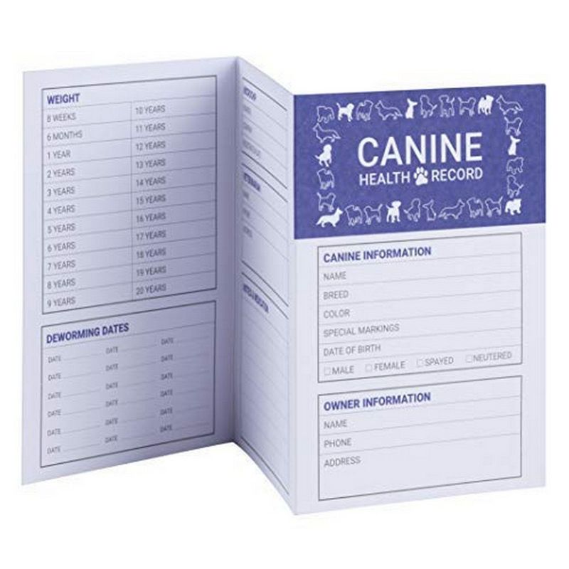 Dog Vaccination Record - 24 Pack Dog Vaccines, Puppy Shot Record, Pet Health Record for Canine, White, 4.9 X 3.4 inches
