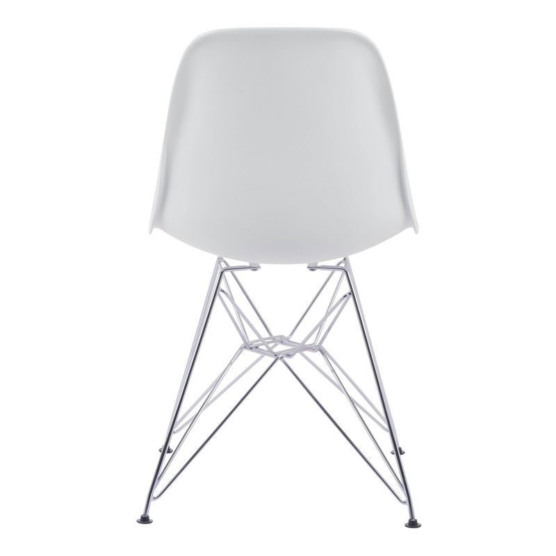 Mid-Century Modern Chromed Steel and ABS Plastic Dining Chair - White - ZM Home