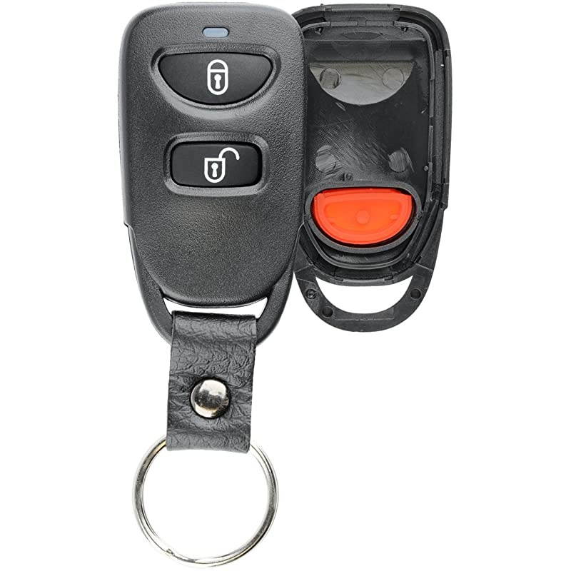 Keyless Remote Key Fob Case Shell Button Pad Cover with Leather Strap for Hyundai Kia
