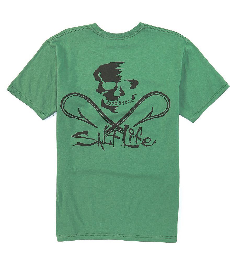 Salt Life Skull And Hooks Screen Print Short-Sleeve Pocket Tee