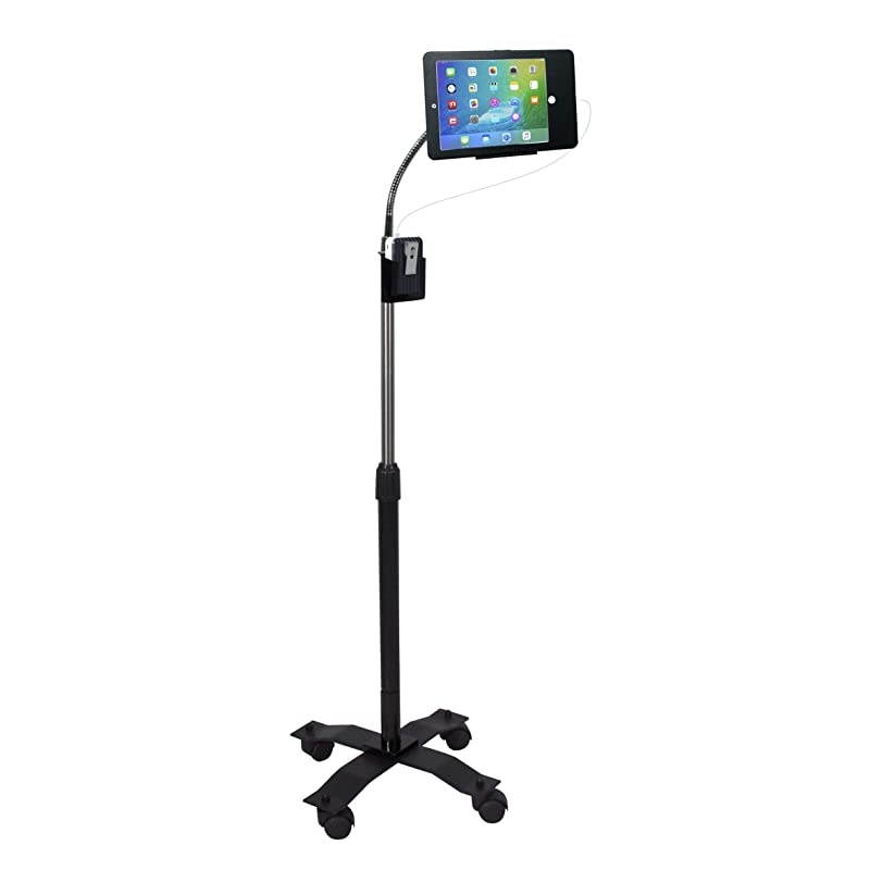 PADSCGS9 HeightAdjustable Tablet Floor Stand with Lock and Key Security Locking Wheels for iPad Gen 56 iPad Pro 97 and iPad Air