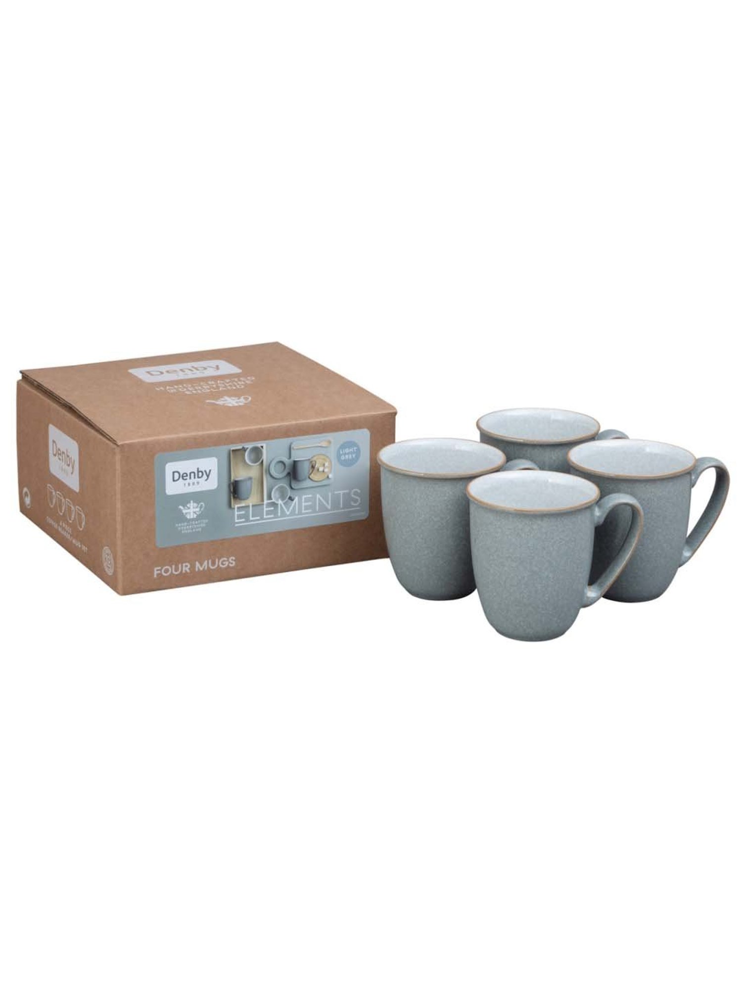 Denby Elements Light Grey Stoneware Coffee Mug (.3 L) - Set of 4