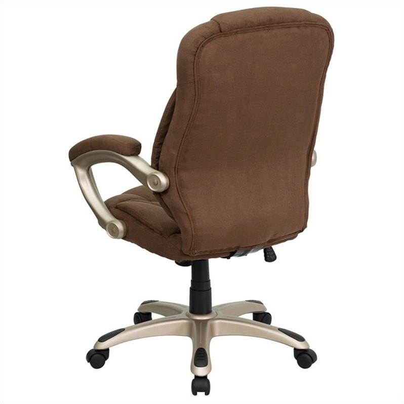 High Back Brown Microfiber Contemporary Executive Swivel Ergonomic Office Chair with Arms