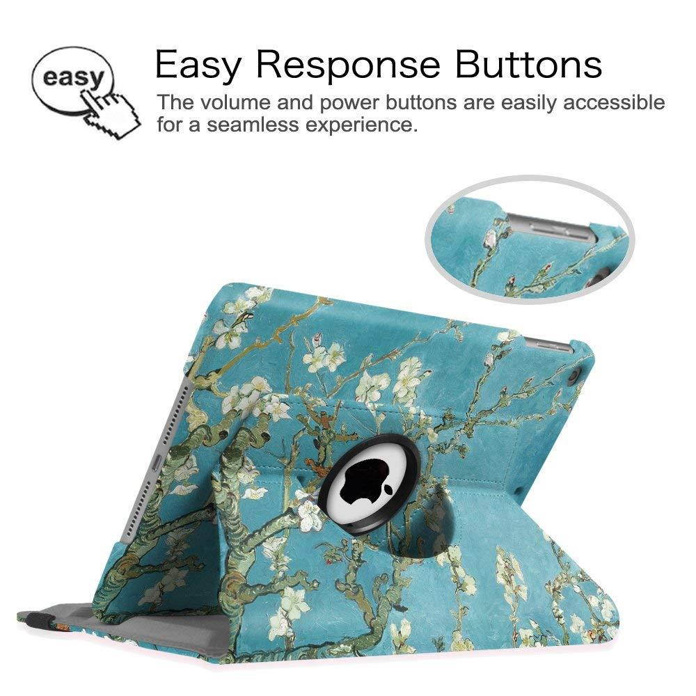 Fintie iPad 9.7 inch 2018 2017 / iPad Air Case - 360 Degree Rotating Stand Protective Cover with Auto Sleep Wake for Apple iPad 9.7" (6th Gen, 5th Gen) / iPad Air 2013 Model, Blossom