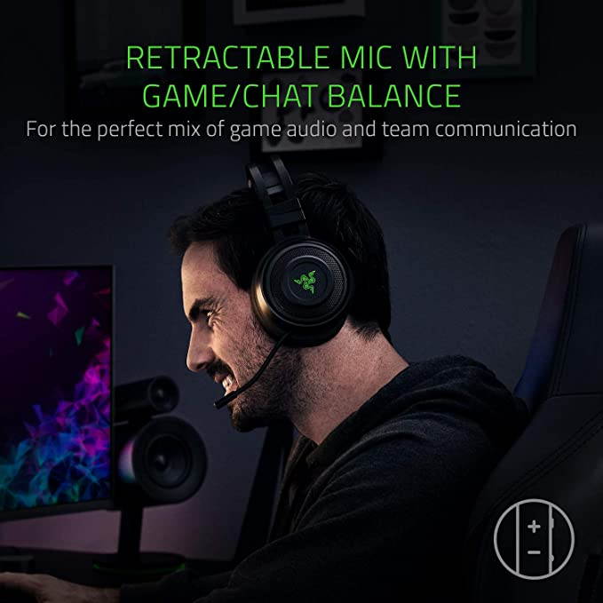 Razer Nari Wireless 7.1 Surround Sound Gaming Headset: THX Audio - Auto-Adjust Headband & Swivel Cups - Chroma RGB - Retractable Mic - For PC, PS4, PS5 - Black