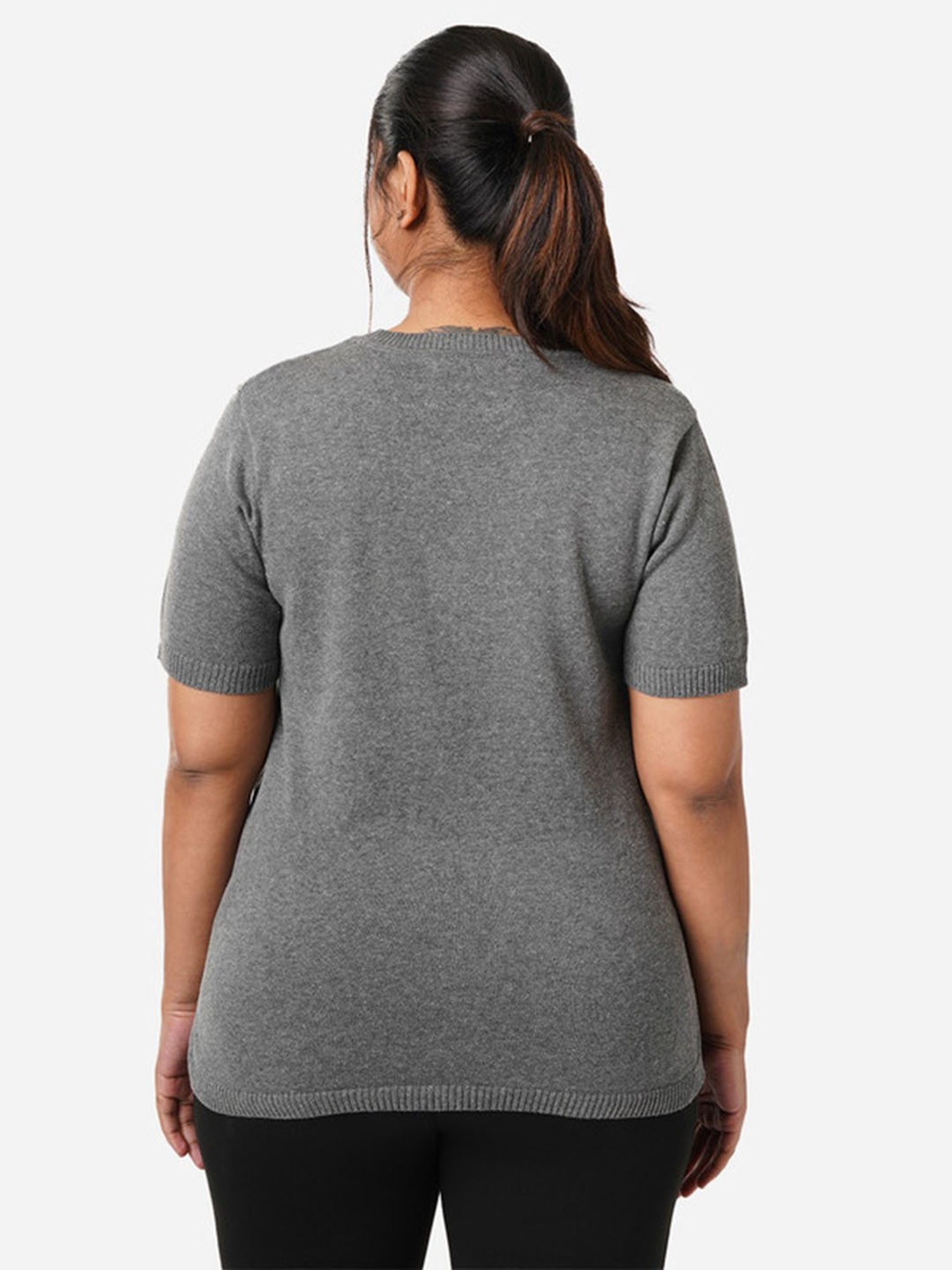 BlissClub Grey At-Ease Cotton Knit Top