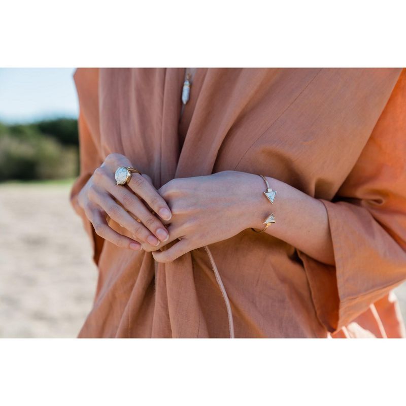 Sanctuary Project Semi Precious White Howlite Arrow Cuff Bracelet Gold