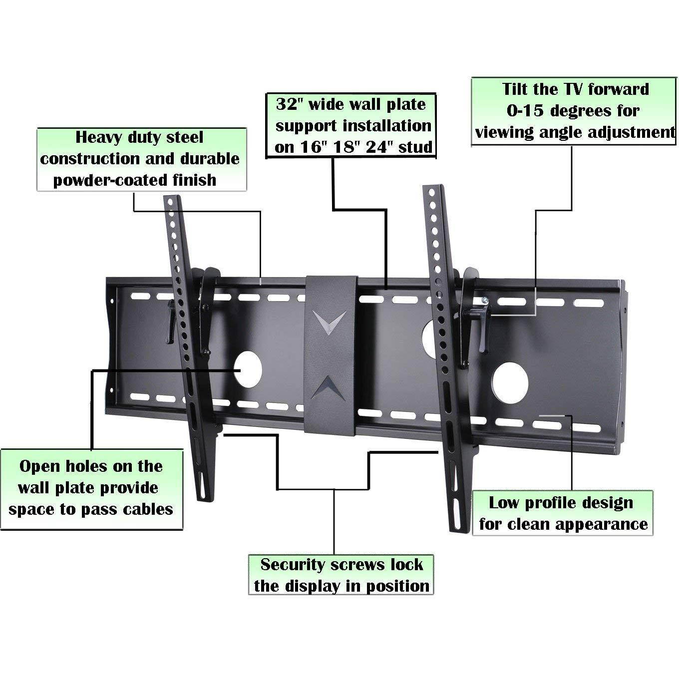 VideoSecu Flat Screen Tilt TV Wall Mount for 37"-70" Plasma LCD LED VESA 700x400mm Displays MP502B BG9