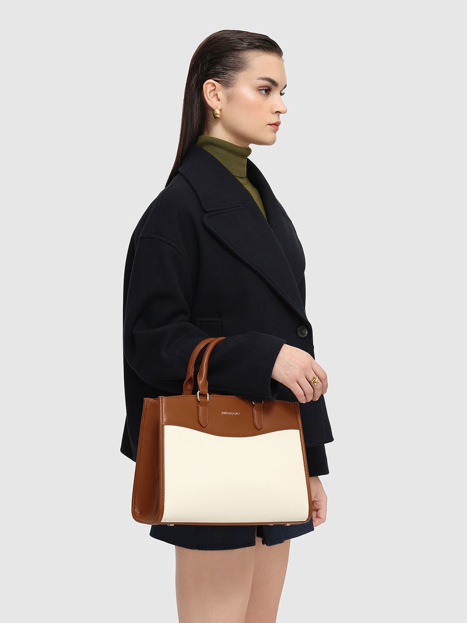 Miraggio Alana Ivory Medium Satchel Handbag