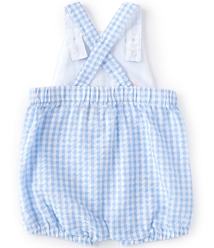 Mud Pie Baby Boys Newborn-9 Months Nautical Seersucker Gingham Schiffli Shortall