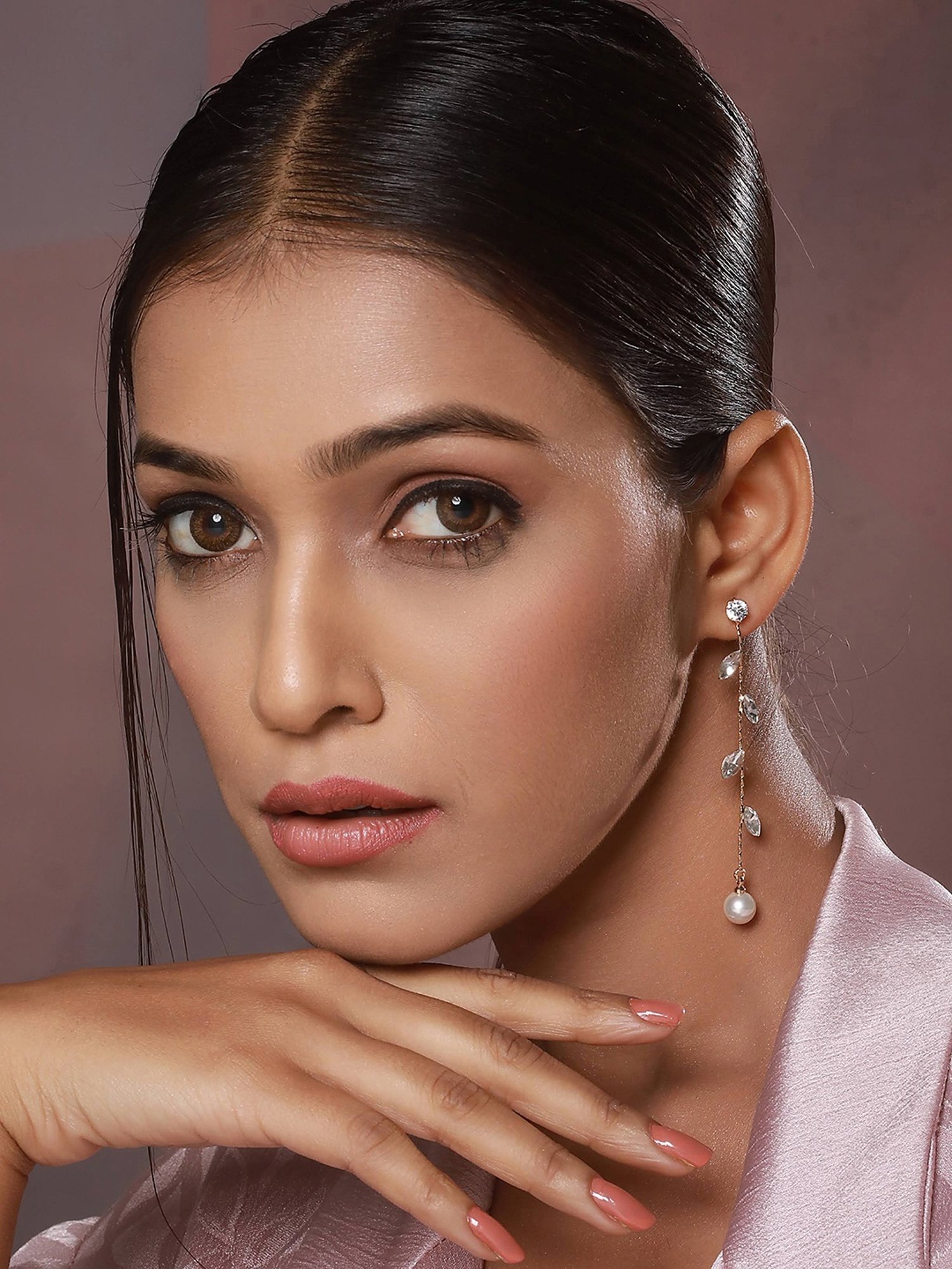 Aatmana Gold-Toned & White Contemporary Drop Earrings