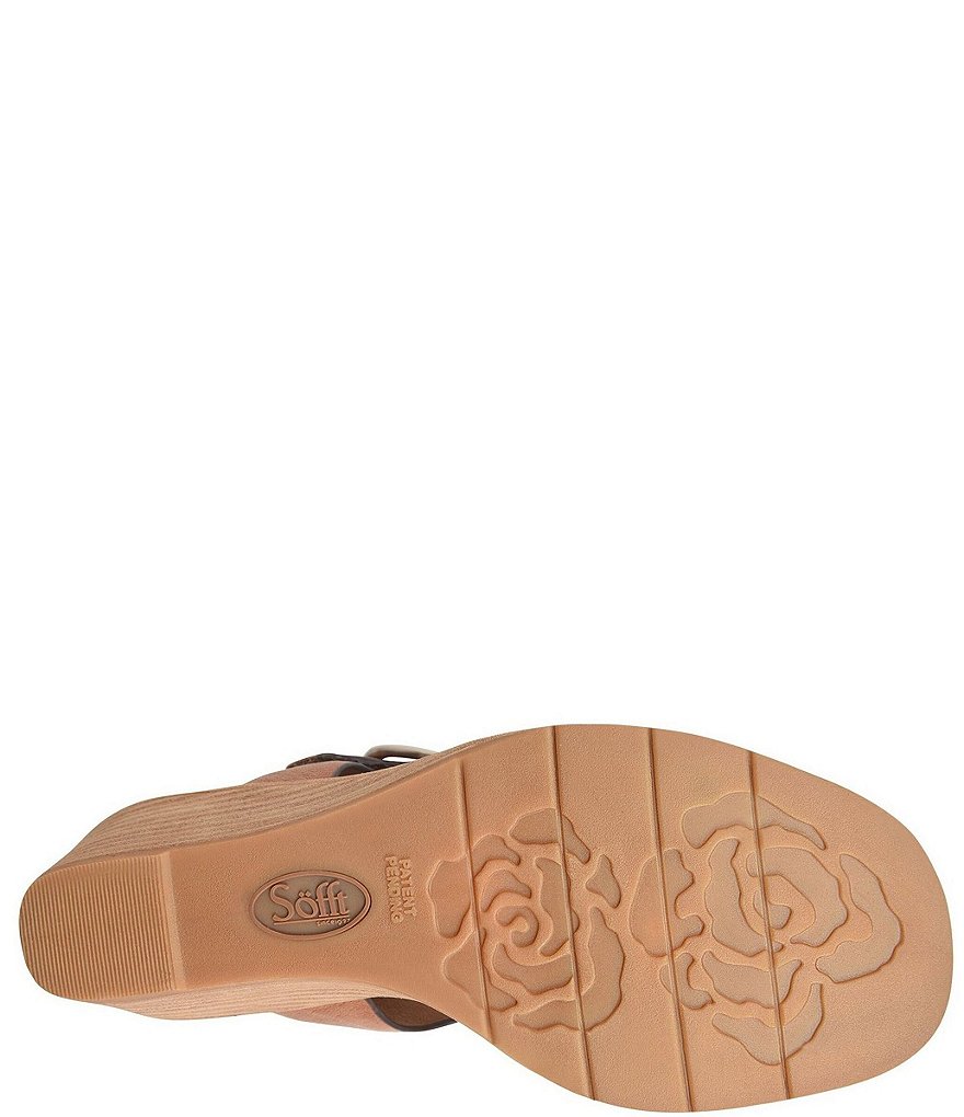 Sofft Greyston Leather Adjustable Buckle Wedge Sandals