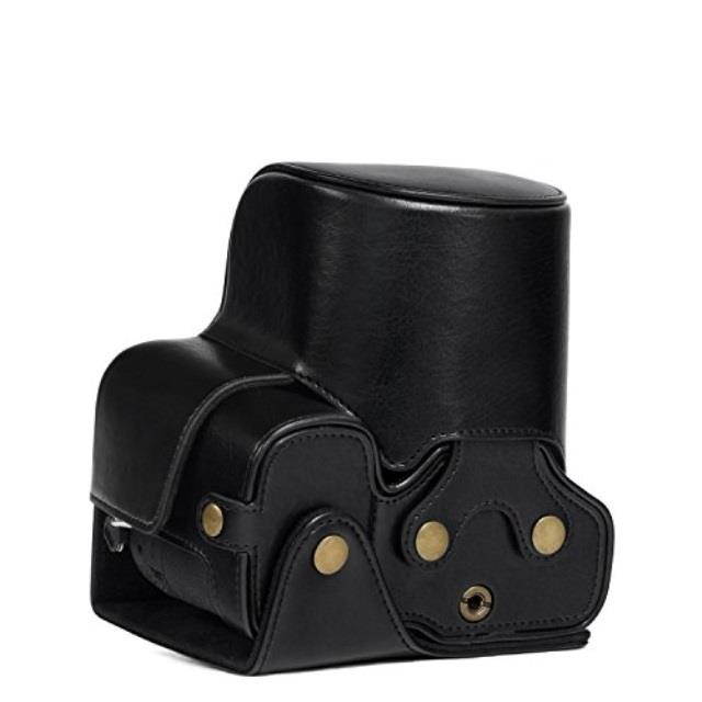 megagear sony cybershot dscrx10 iv, dscrx10 iii ever ready leather camera case and strap, with battery access  black  mg760