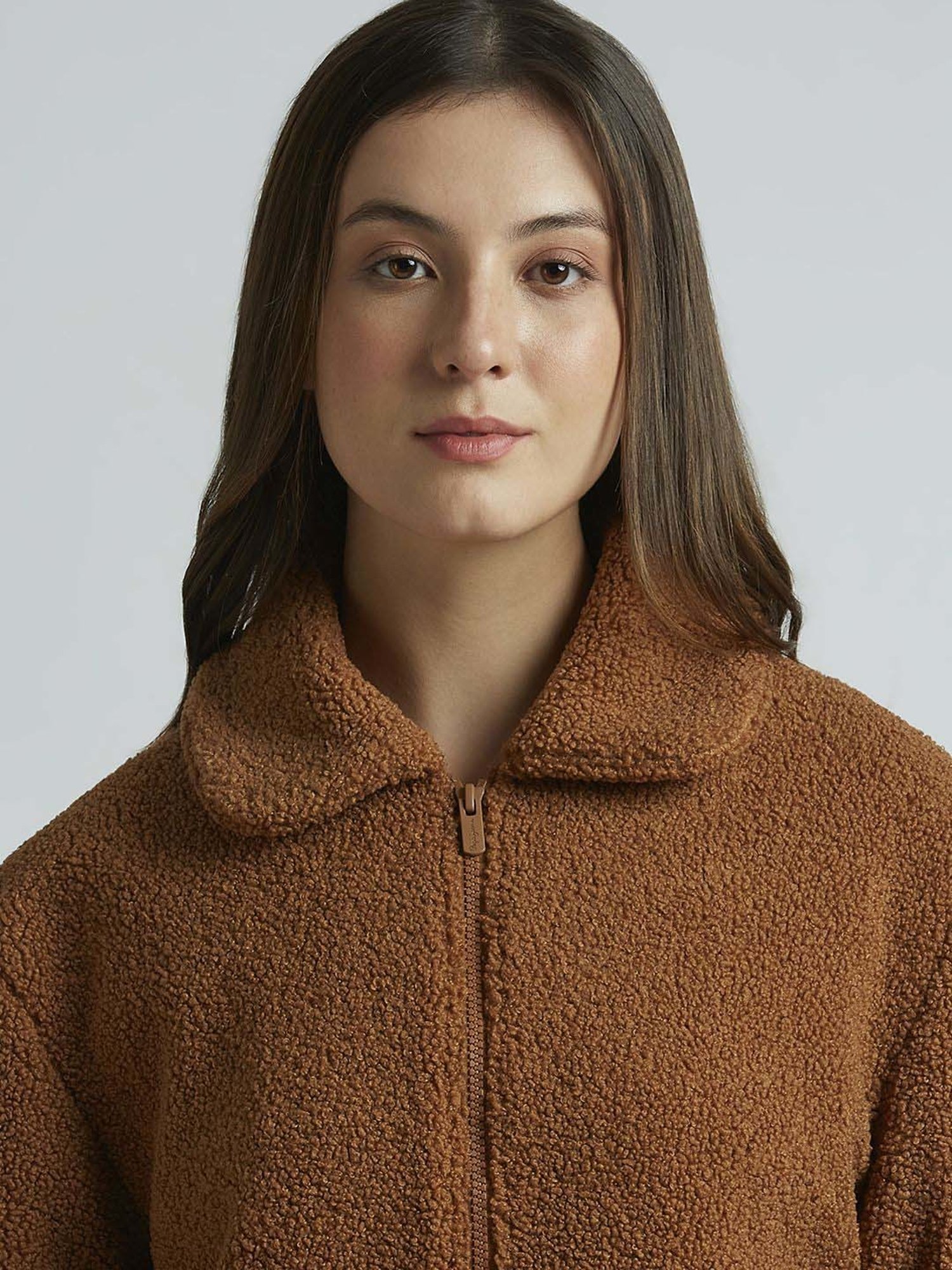 Pepe Jeans Brown Self Pattern Jacket