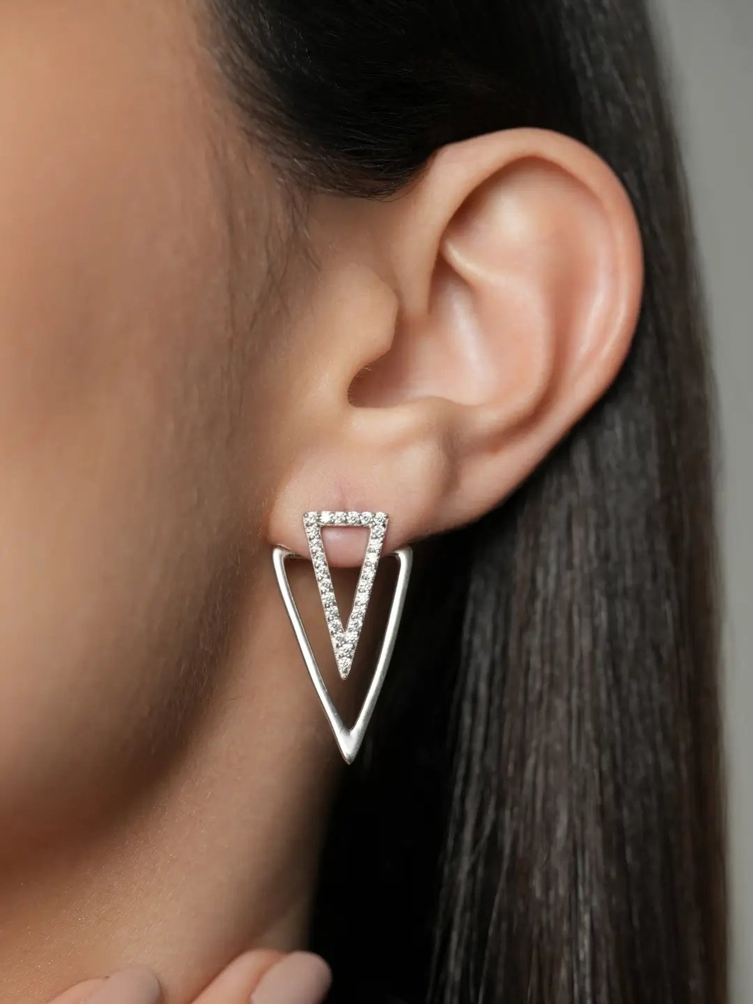Mabel 92.5 Sterling Silver Inverse Triangle Drop Earrings for Women