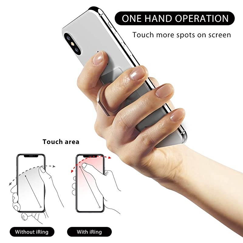 Original - Include Hook Mount for Wall or Car Cradle. AAUXX Cell Phone Ring Grip Finger Holder, Mobile Stand, Kickstand, iPhone, Android, Smartphones, Tablets. (Grey)