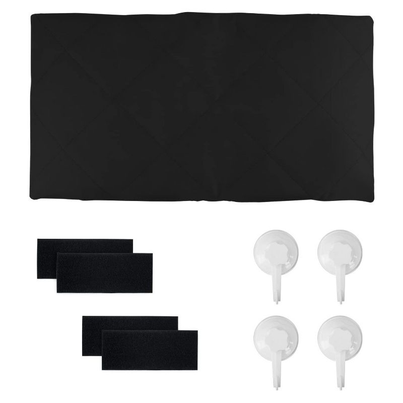 FrontPet Large 34 x 39 Inch Adjustable Padded Soft Quilt Interior SUV Cargo Cover Pet Liner with Storage Pocket and Suction Cup Installation, Black