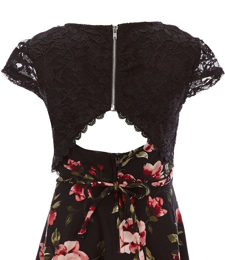 Xtraordinary Big Girls 7-16 Illusion-Lace Floral Fit-And-Flare Dress