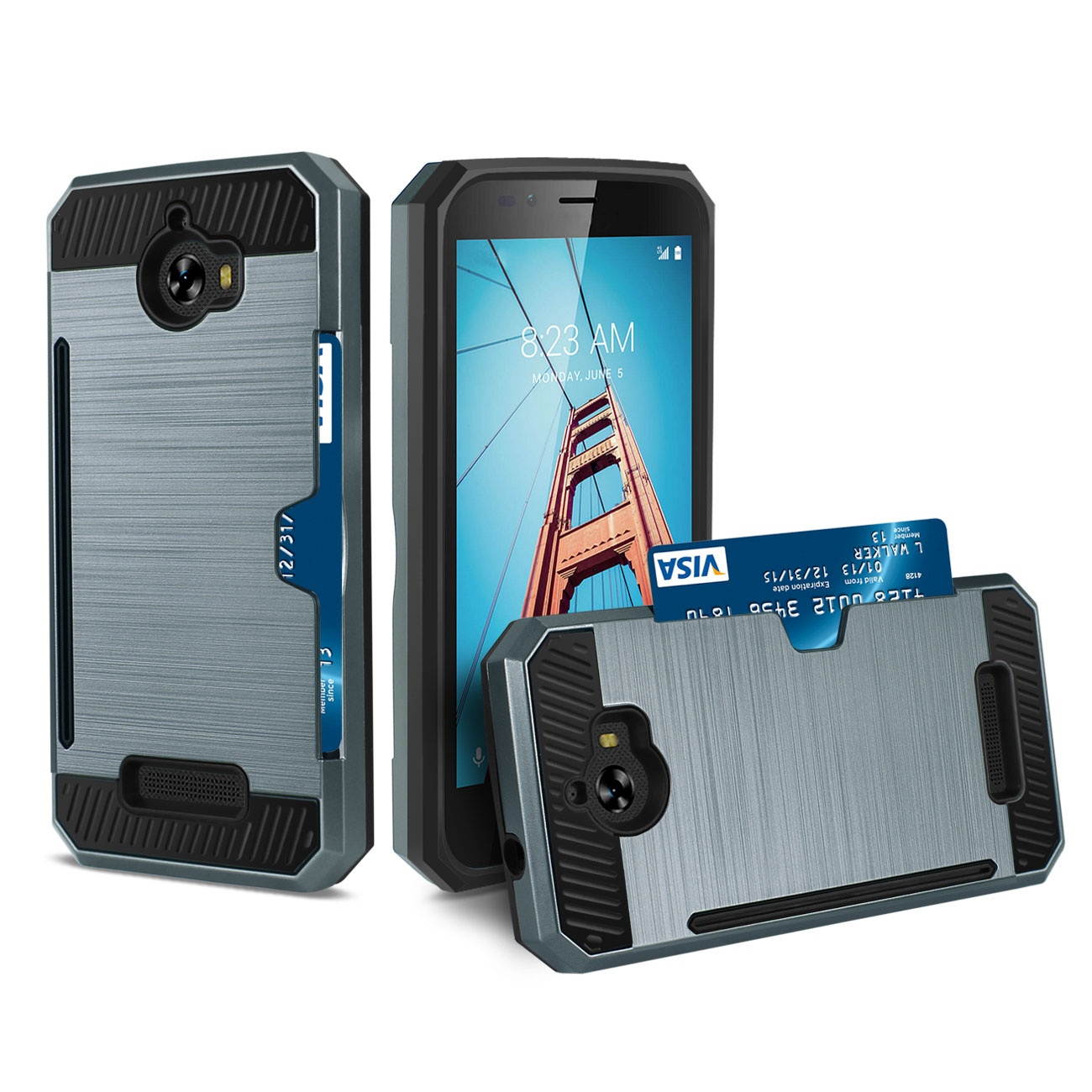 REIKO COOLPAD DEFIANT SLIM ARMOR HYBRID CASE WITH CARD HOLDER IN NAVY