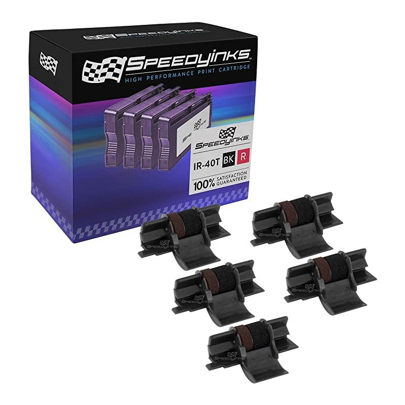 Inks Compatible Ink Roller Replacement for Casio IR40 CP13 Black and Red 5Pack