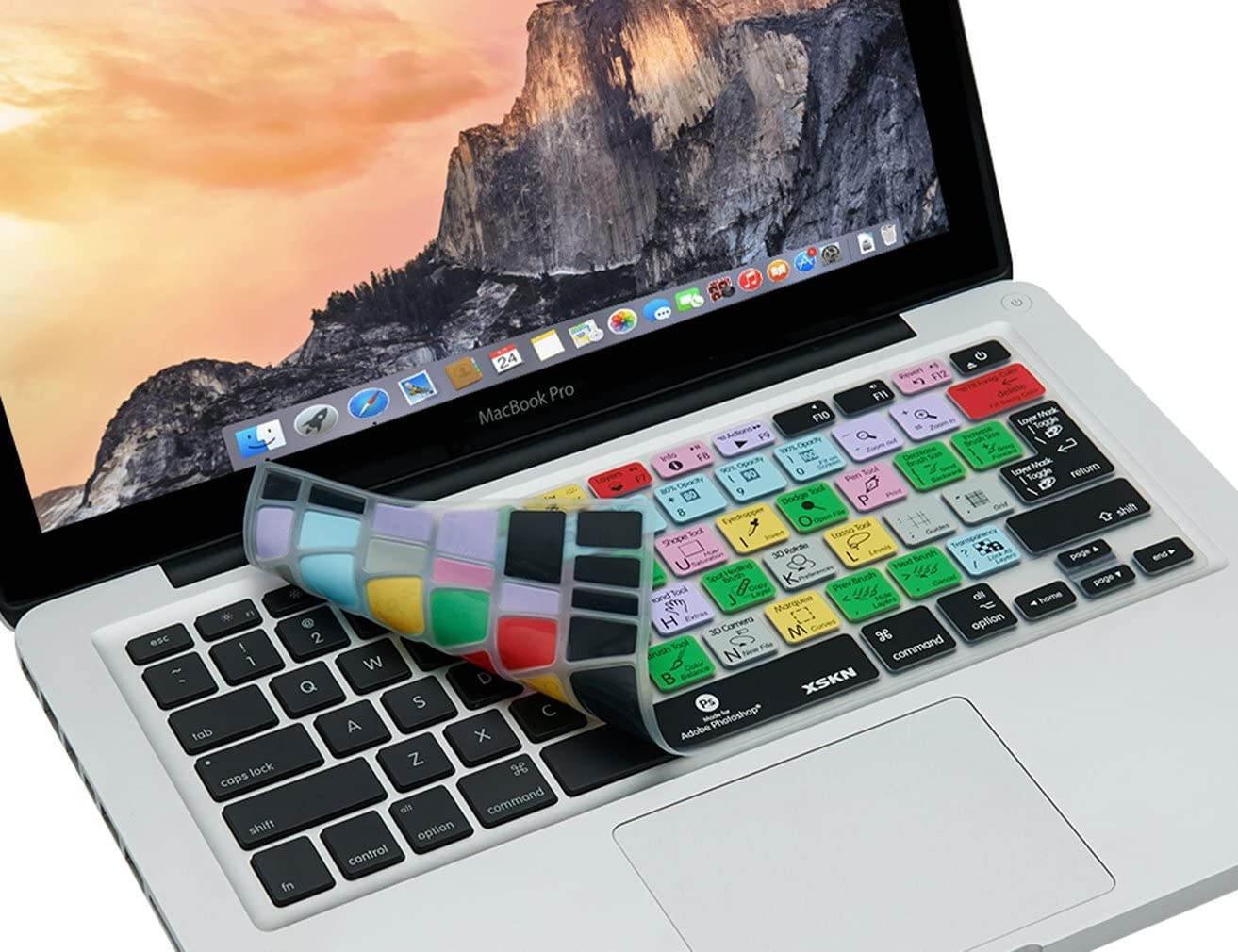 XSKN Adobe Photoshop CC Shortcuts Silicone Keyboard Skin Hotkeys PS Keyboard Cover for MacBook Air 13 & MacBook Pro 13 15 17, Retina (US/European ISO Keyboard)