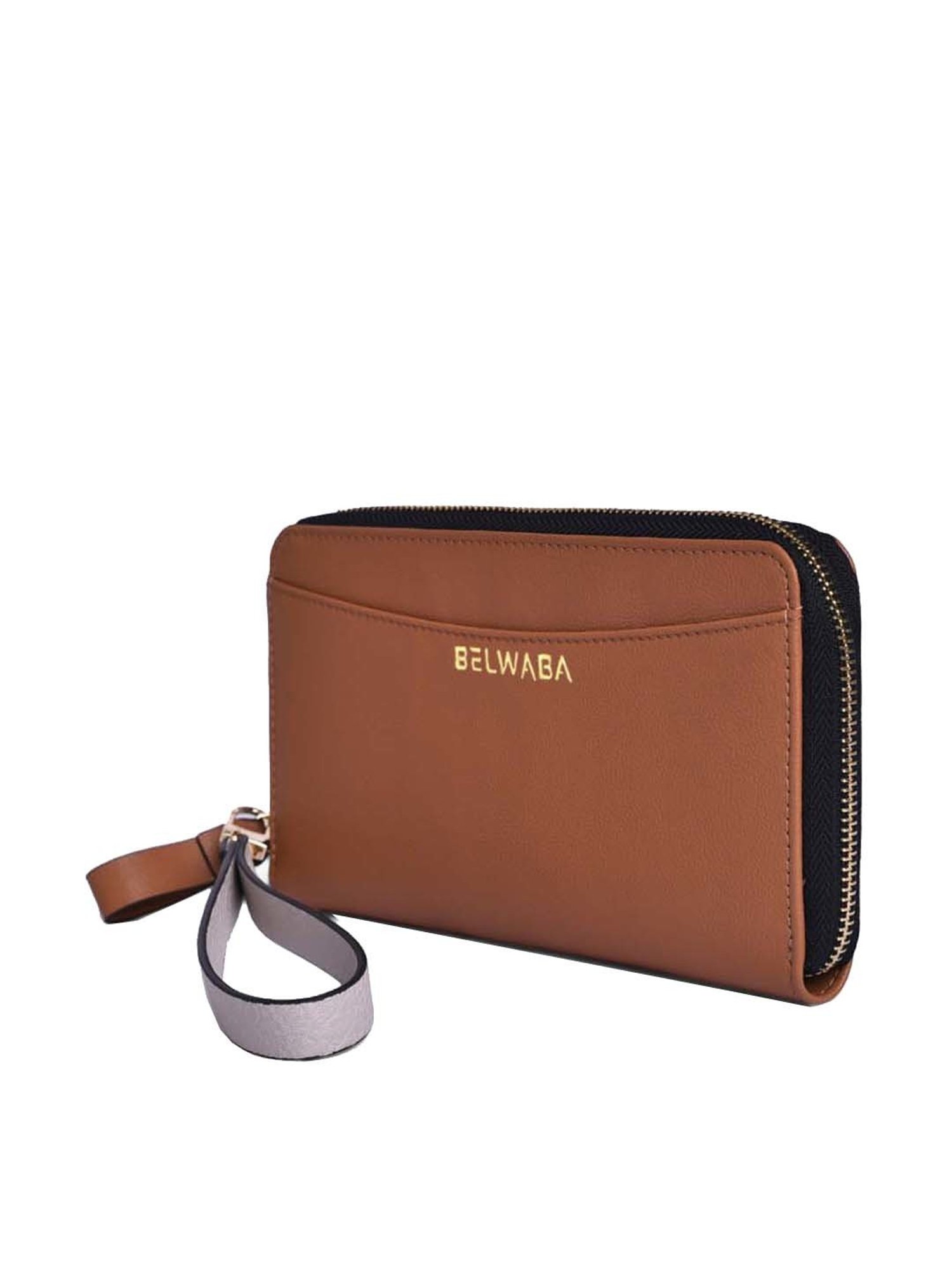 BELWABA Tan Solid Zip Around Wallet for Women