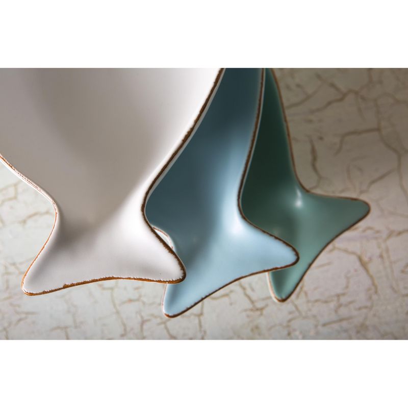 Foodesign Mediterraneo Mixed Color Ceramic 10.5-Inch Fish Bowl, Set of 3