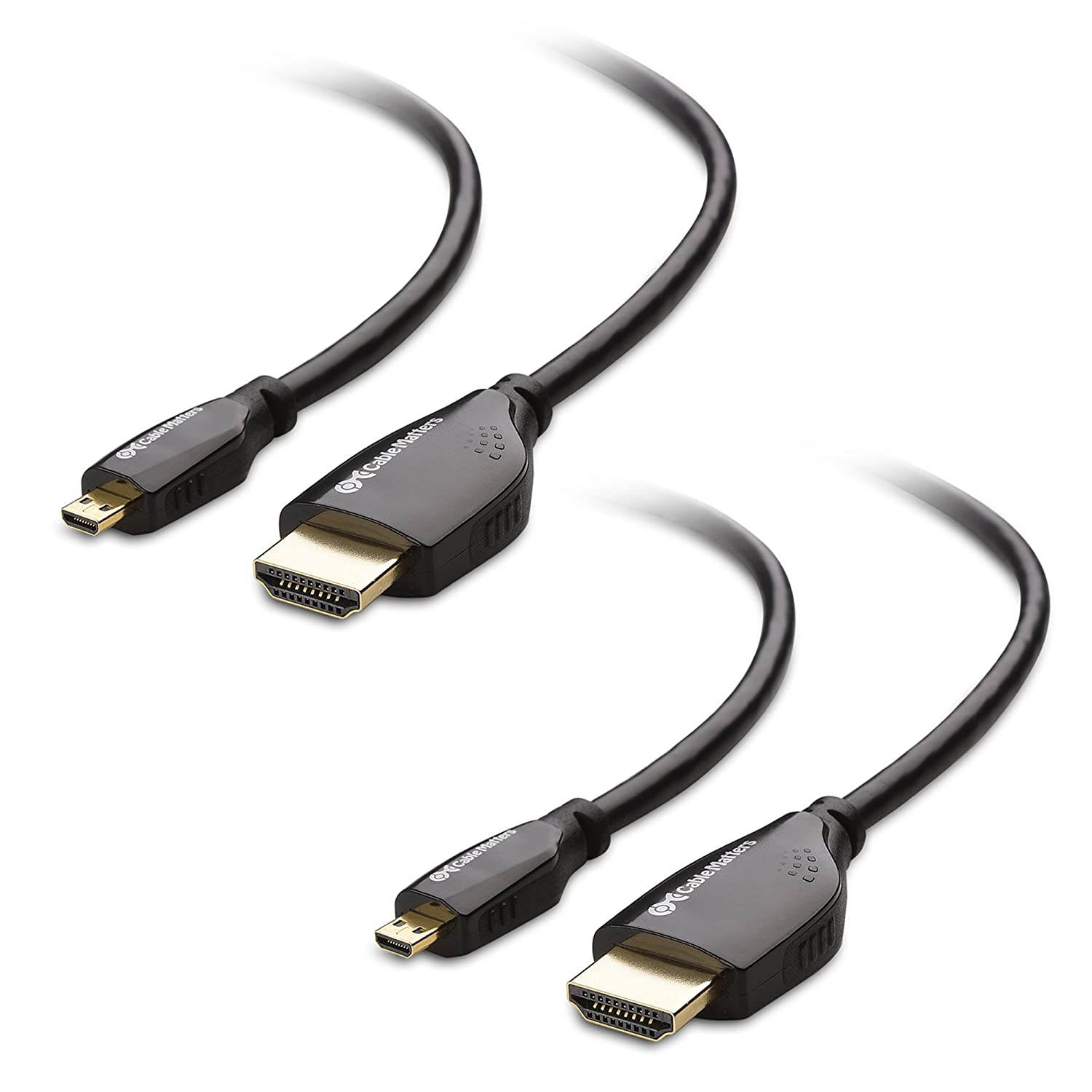 Cable Matters 2-Pack High Speed HDMI to Micro HDMI Cable (Micro HDMI to HDMI) 4K Resolution Ready - 3 Feet