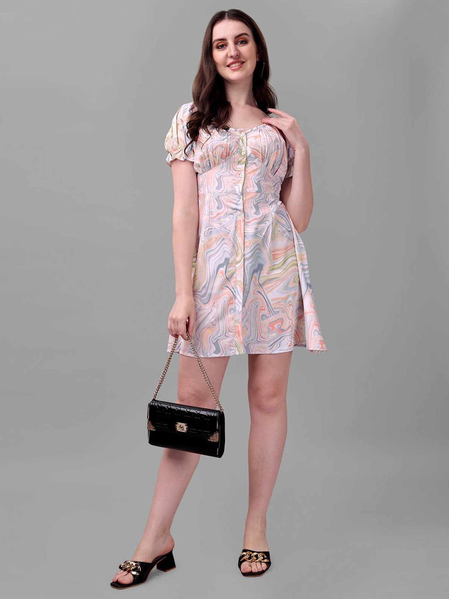 MASAKALI.CO Multicolor Printed A Line Dress