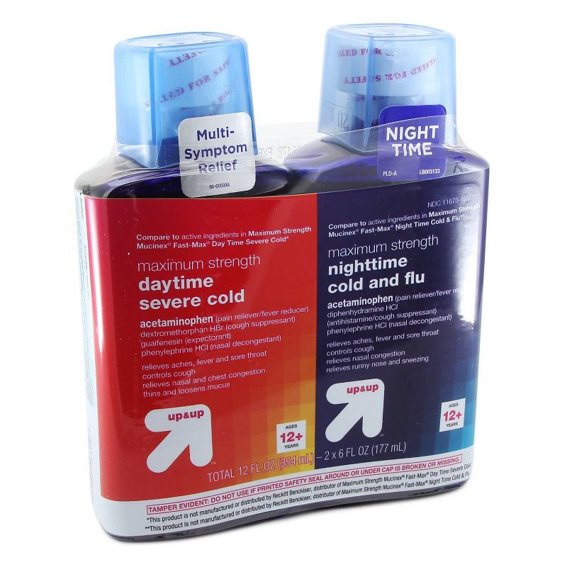 Maximum Strength Daytime & Nighttime Severe Cold & Flu Relief Liquid - 2pk/12 fl oz - up & up™