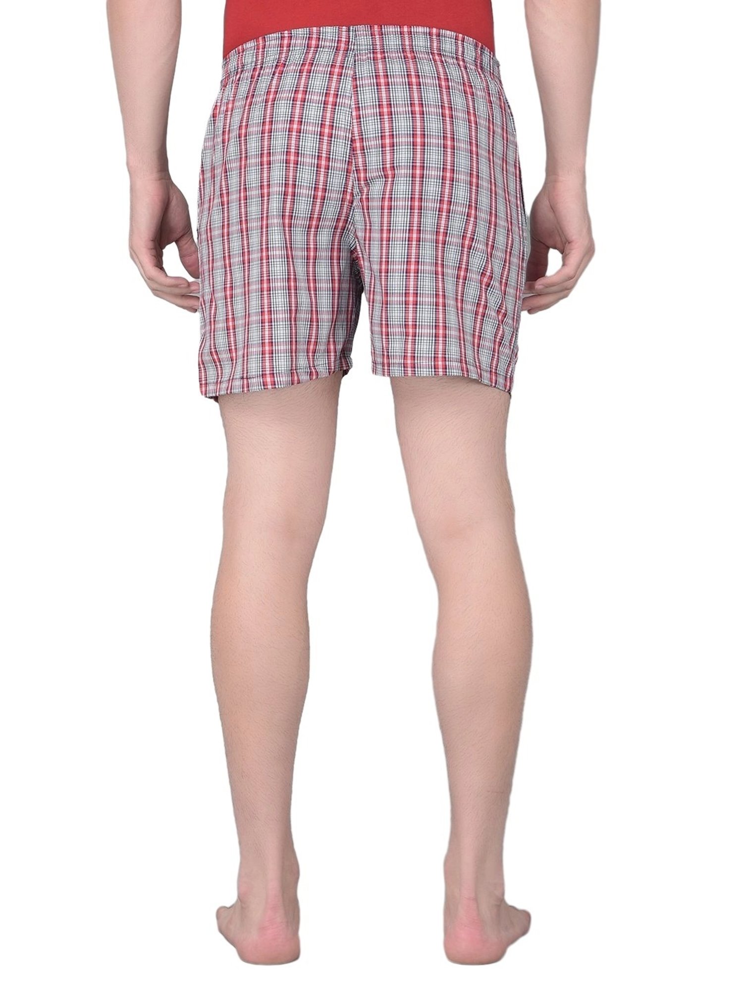 Force NXT Blue Cotton Regular Fit Checks Boxers - Pack Of 2