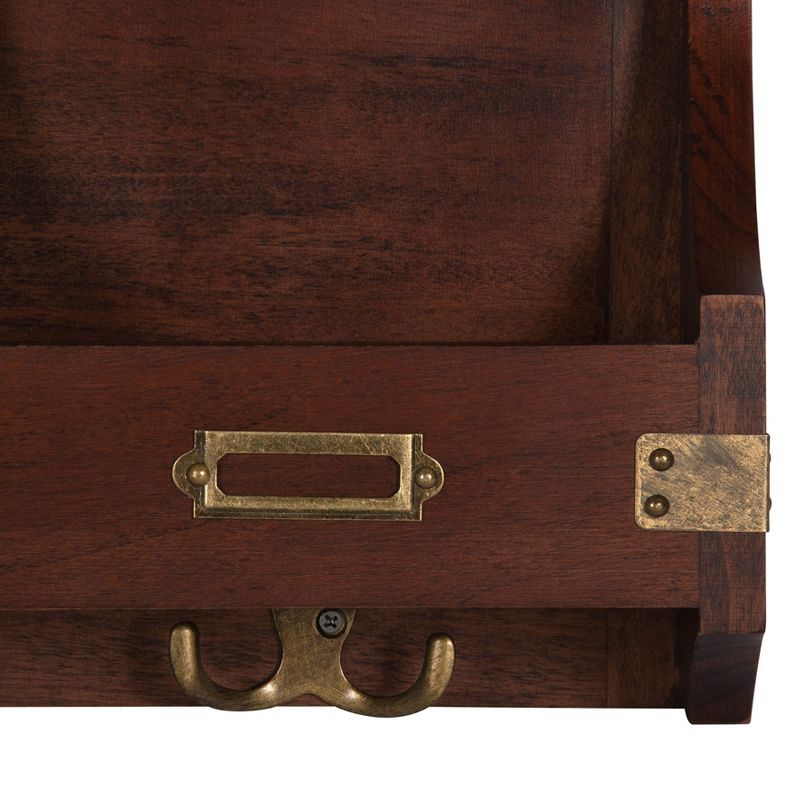 24" x 24" Stallard Wood Wall Chalkboard with Hooks Walnut Brown - Kate and Laurel