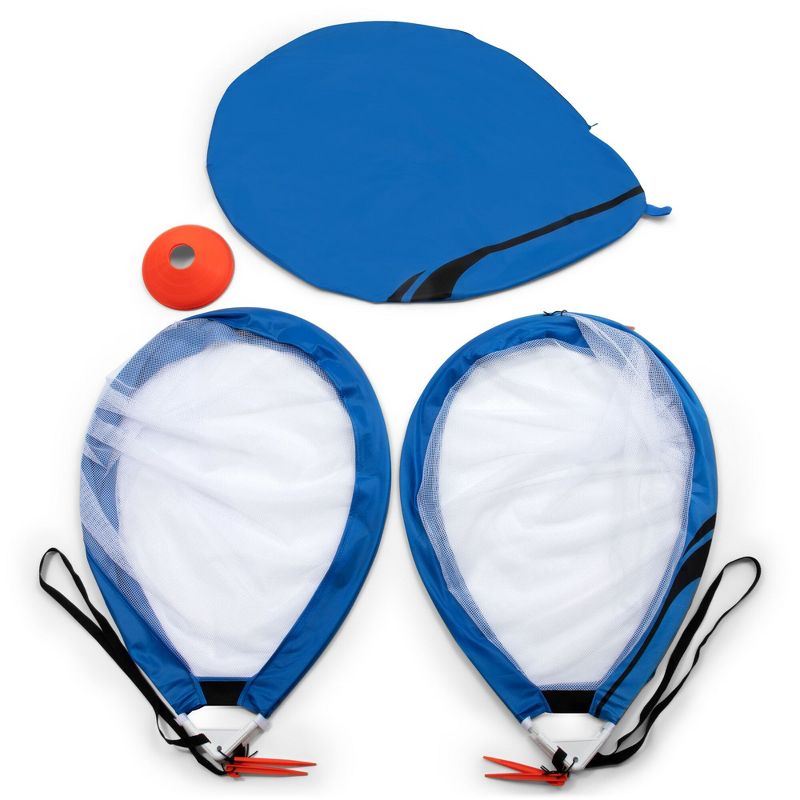 Training Equipment Pair of 4 Foot Pop Up Soccer Goals with Disc Cones, Blue