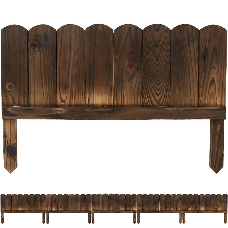 9' Rustic Outdoor Wood Garden Border Fence - Sunnydaze Decor