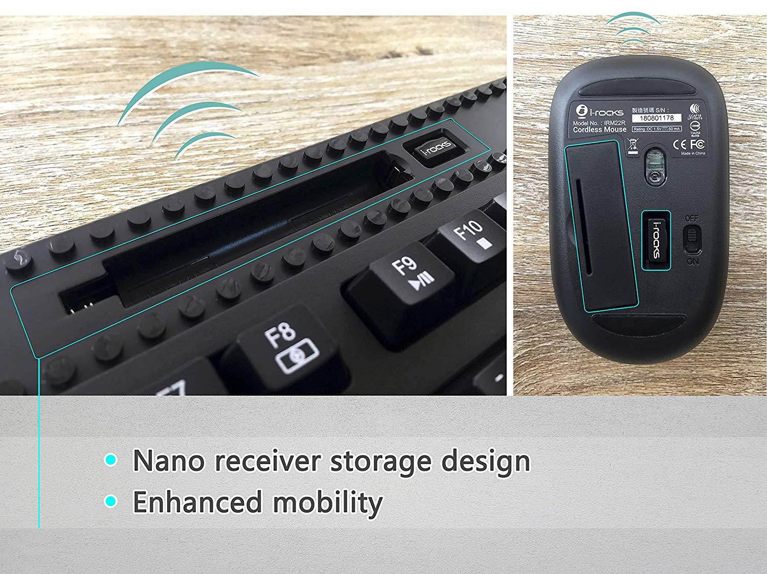 i-Rocks IRK77RP-BK 2.4GHz RF Wireless Multimedia Keyboard Mouse Combo for PC (Black)