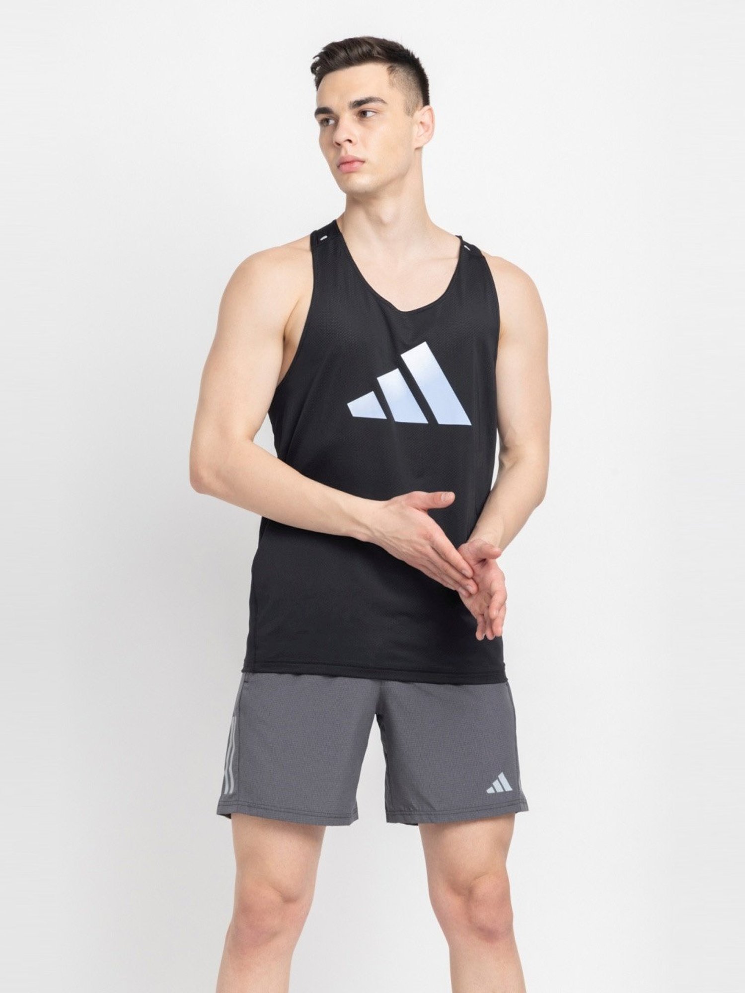 Adidas Black Regular Fit Printed Tank Tee