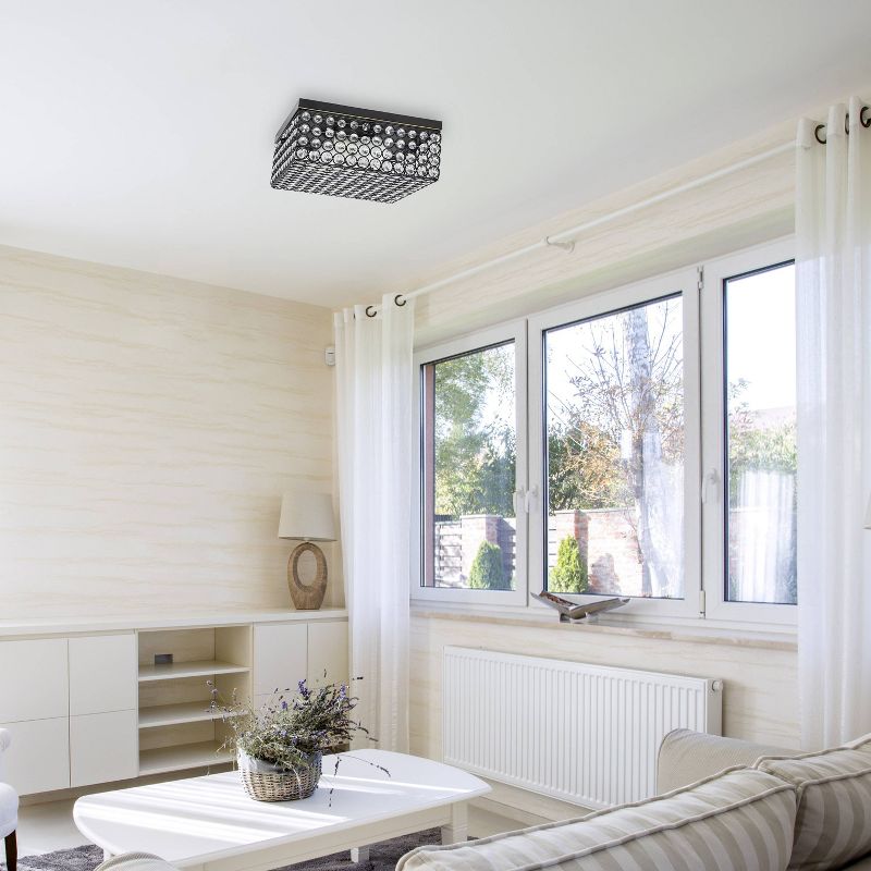 12" Elipse Square Restoration Flushmount Pendant Bronze - Elegant Designs