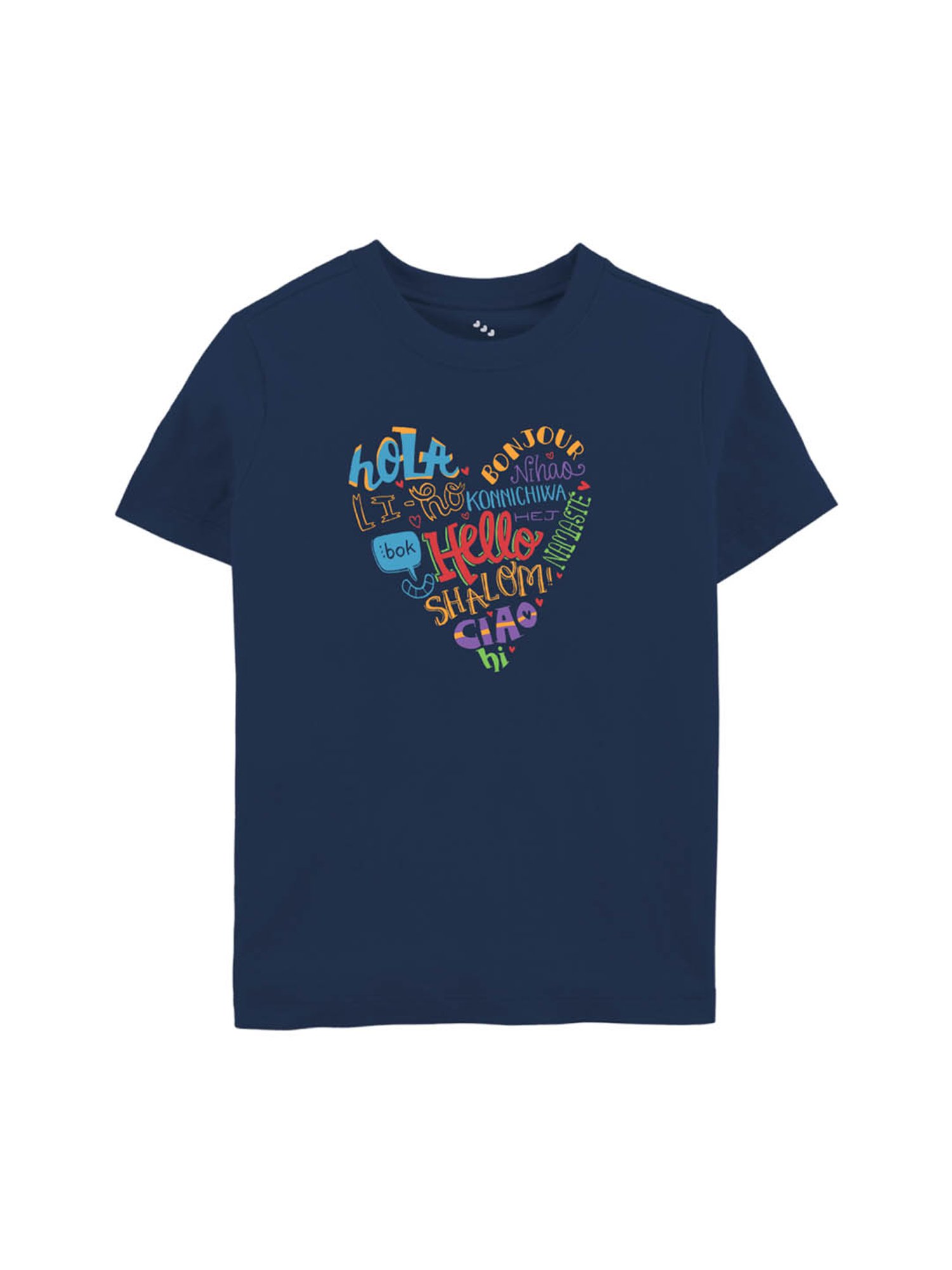 Zeezeezoo Kids Navy Blue Hello Printed T-shirt