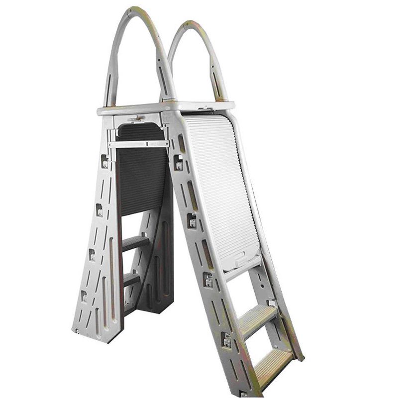 Confer 48-56 Inch Above-Ground Pool Ladder and 9 x 24 Inch Protective Ladder Mat