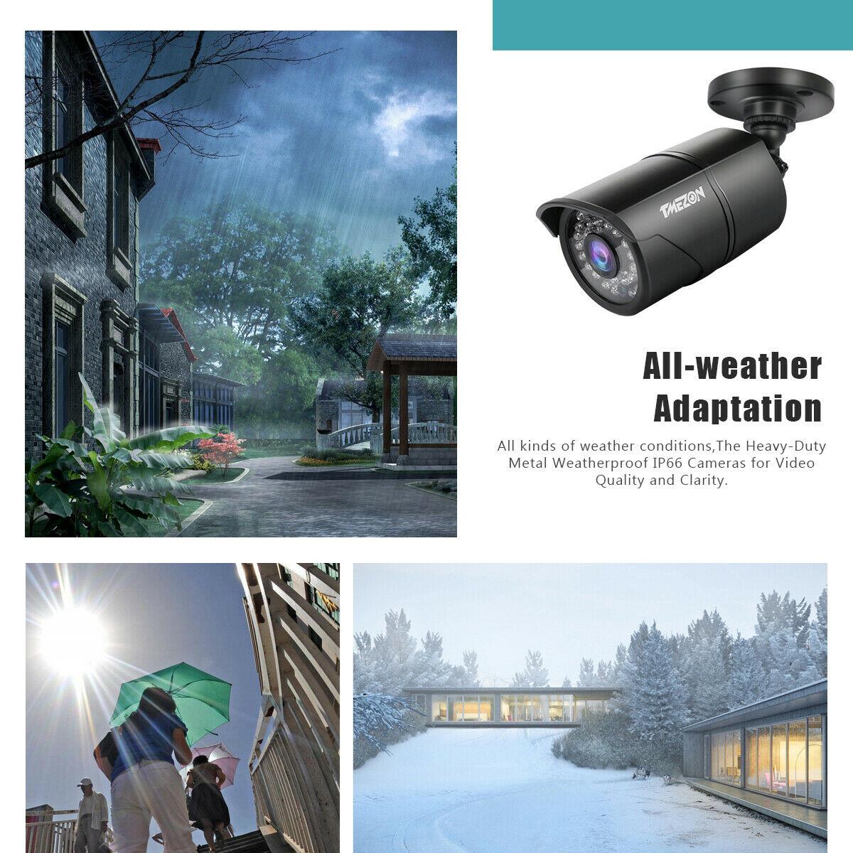 TMEZON 4CH 5MP HD Home Security Camera System 1TB HDD, 5-IN-1 4 Channel DVR Video Recorder, 4x Bullet In/Outdoor IR Night CCTV Camera, Free APP