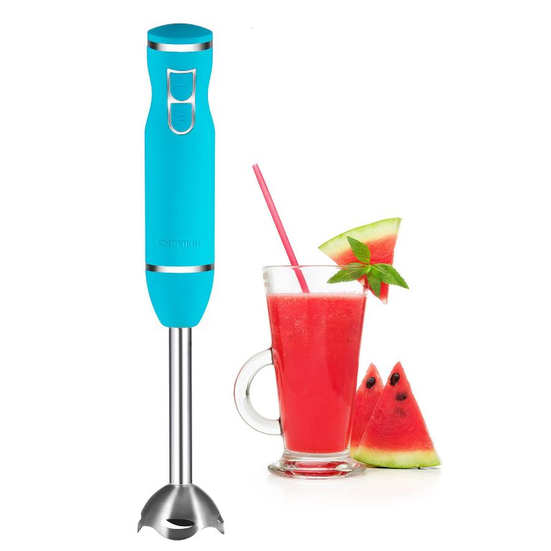 Chefman RJ19-RBR-S-TURQ Immersion 2 Speed Control Powerful Ice Crushing Handmixer/Blender with Stainless Steel Heavy Duty Blades, Turquoise