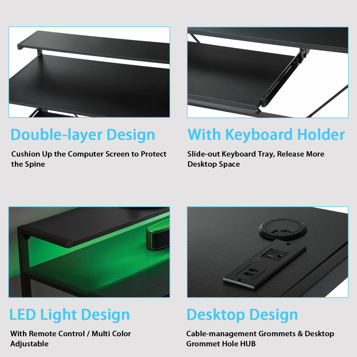 41 inch Gaming Desk Office Computer Desk Ergonomic MDF Carbon Fiber PC Workstation Table with w/Controller Stand