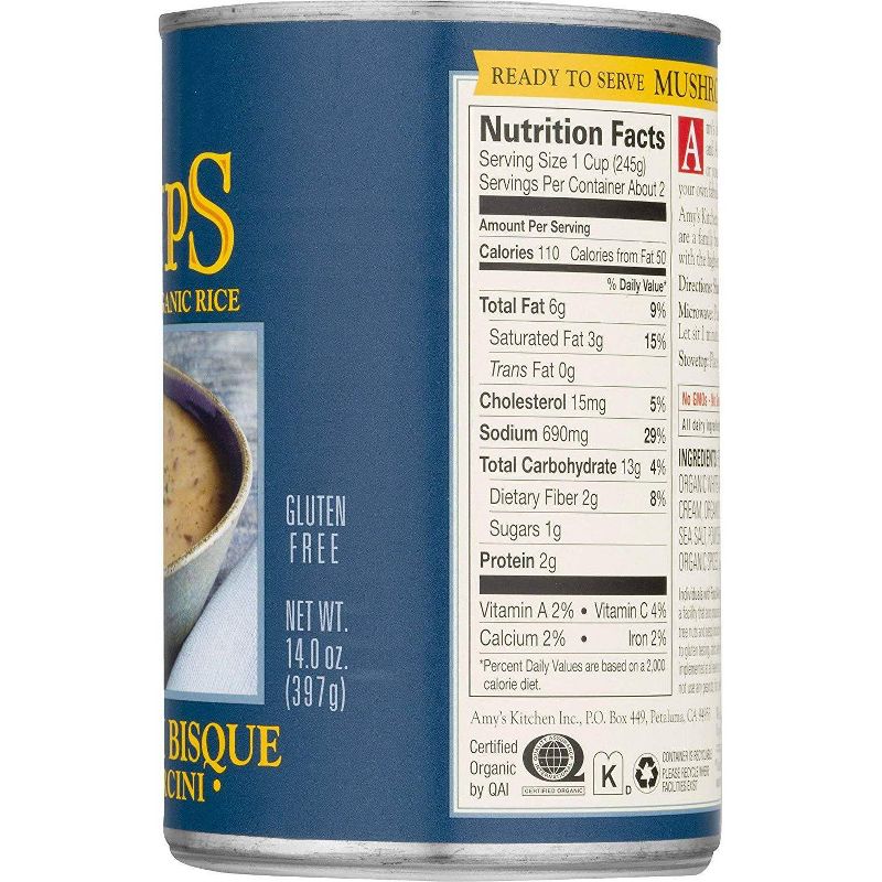 Amy's Soups Mushroom Bisque with Porcini Made with Organic Rice 14oz