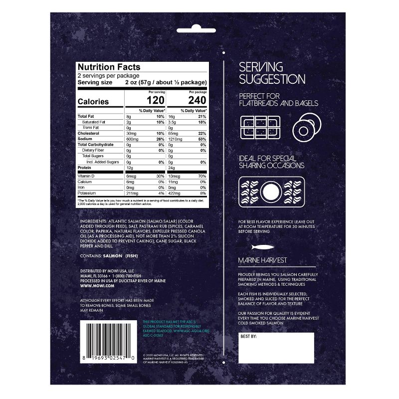 Marine Harvest Norwegian Mojito Flavored Cold Smoked Salmon - 4oz